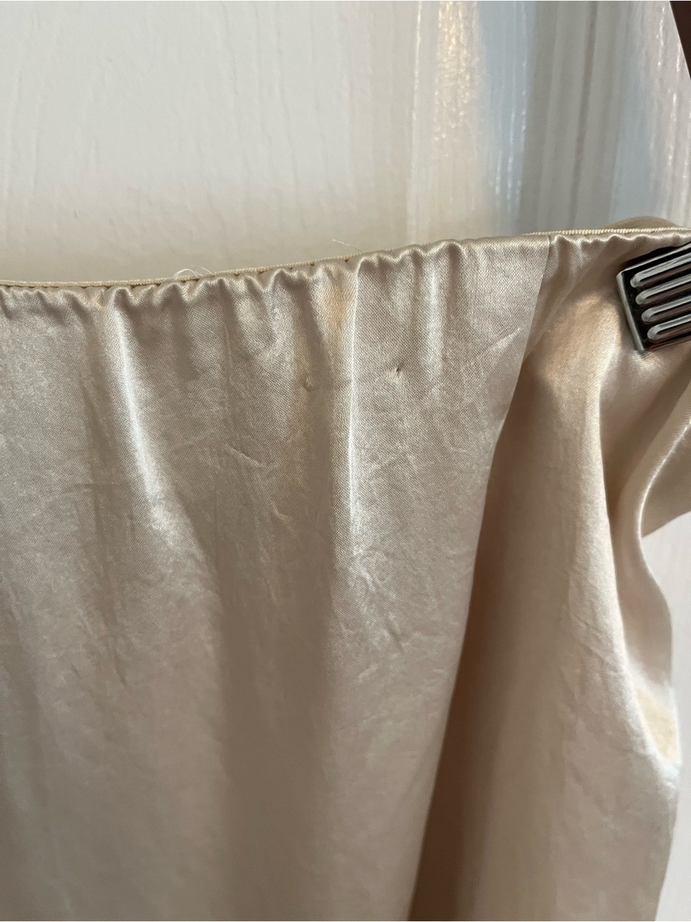 Babaton Satin Maxi Skirt in Light Cream with Side Slit - Picture 8 of 8